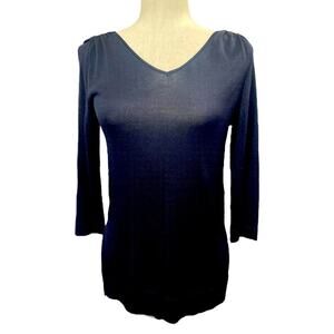 Ballsey Tomorrowland Navy Knit V Neck Tunic Top
